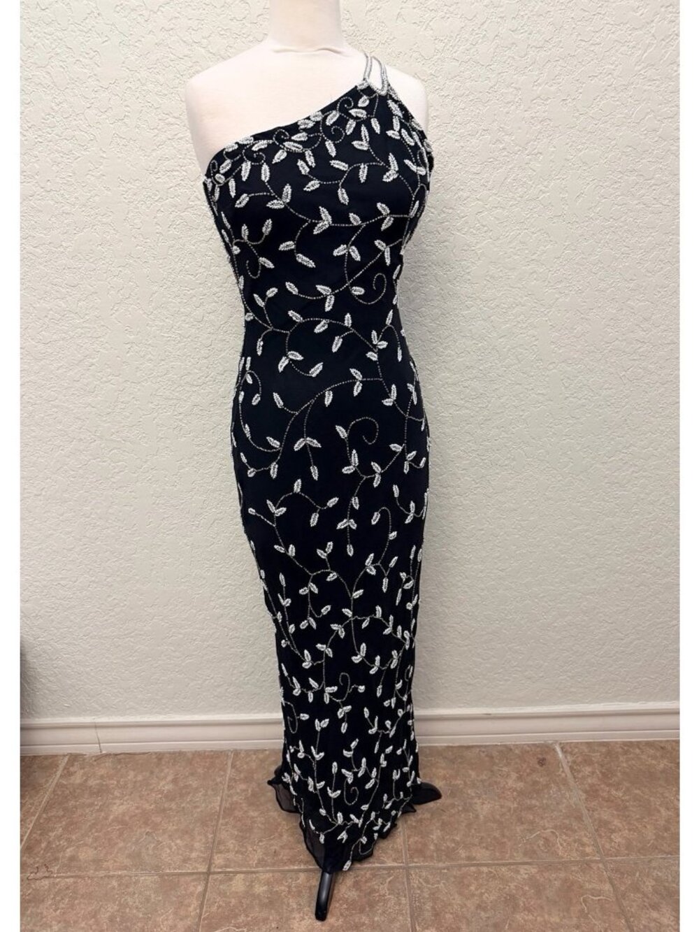 SCALA Vintage 100% Silk One Shoulder Dress